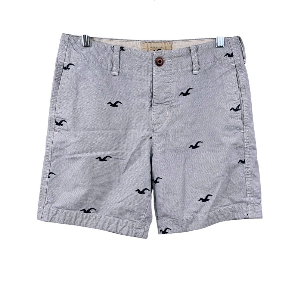 Hollister Embroidered Seagull Button Fly Men's Size 30 Chino Shorts Preppy